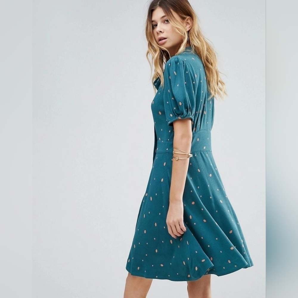NWT Free People Abbie Reversible Mini Dress, Color Green Combo Size 2 - Picture 3 of 16